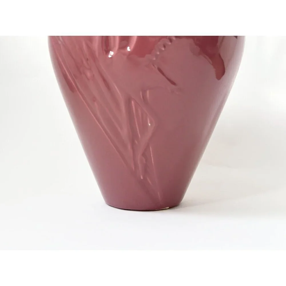 Mauve Pink Crane Embossed XL Tall Vintage Midcentury Royal Haeger Vintage Vase